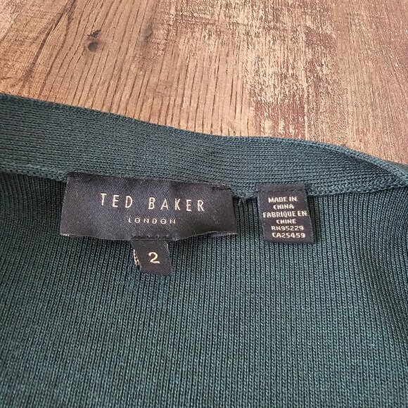 Ted Baker Gworji Long Sleeve Knit Wrap Top Blouse, Size 2, Emerald - Picture 12 of 14
